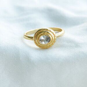 Julie Vos Clear Crystal Gold Ring Size 7